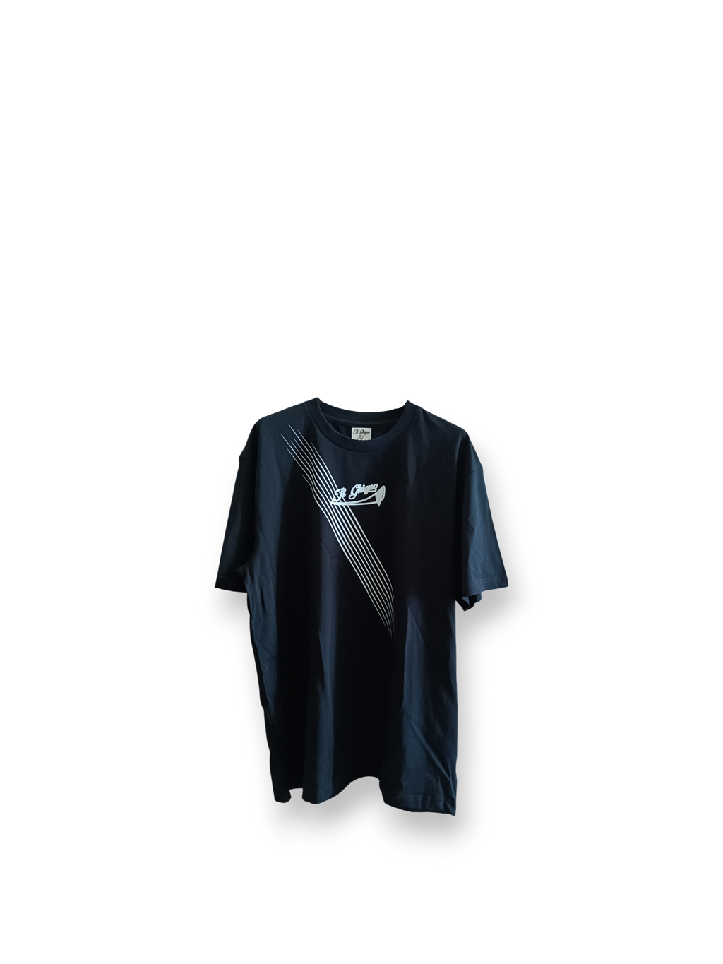 Il Ghigno Drop 0 limited edition black organic cotton t-shirt front view with Dark Moon design