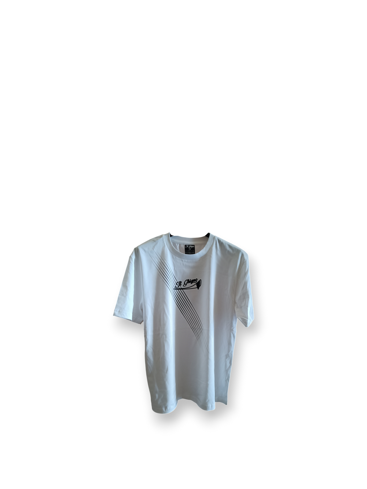 Il Ghigno Drop 0 limited edition white organic cotton t-shirt front view with Dark Moon design